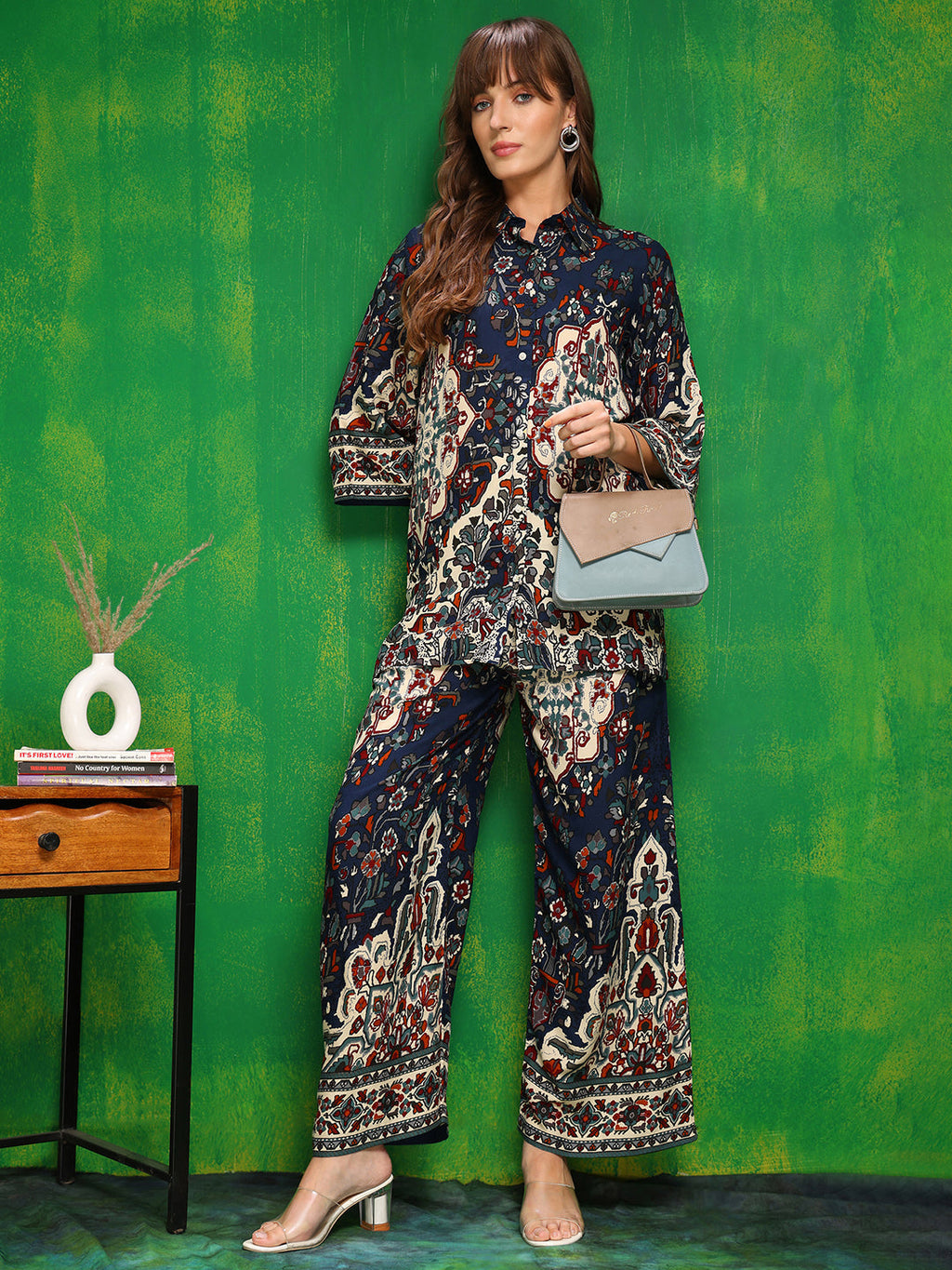 Versatile Printed Co-Ords, Navy Blue - Hiral Fashion | Grocsy