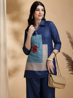 Colour Blocked Co-Ords, Blue - Hiral Fashion | Grocsy