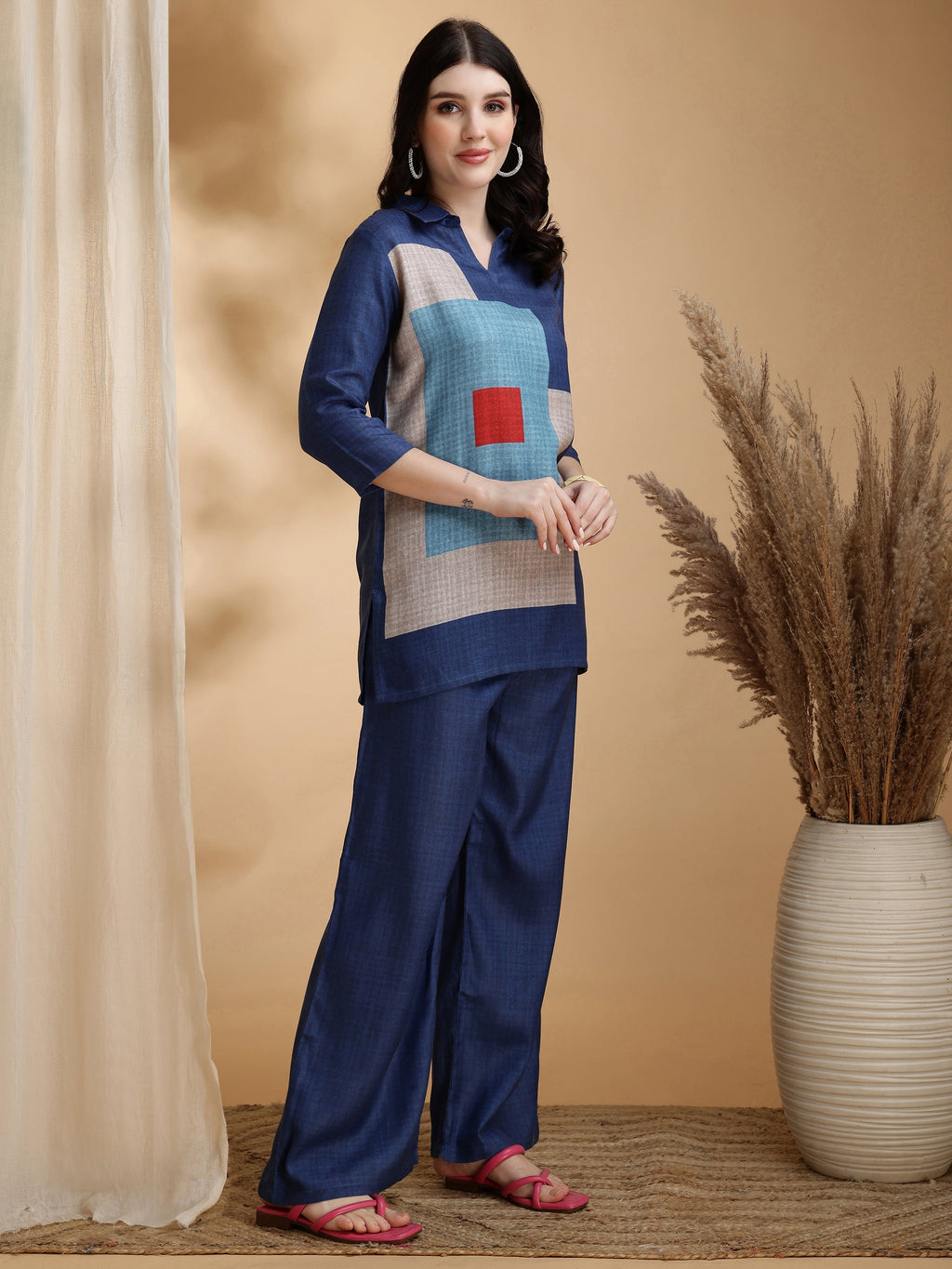 Colour Blocked Co-Ords, Blue - Hiral Fashion | Grocsy
