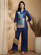Colour Blocked Co-Ords, Blue - Hiral Fashion | Grocsy