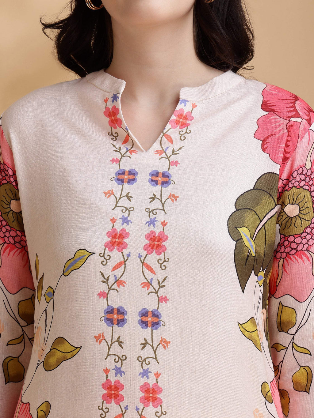 Floral Prints Co-Ords, Beige - Hiral Fashion | Grocsy