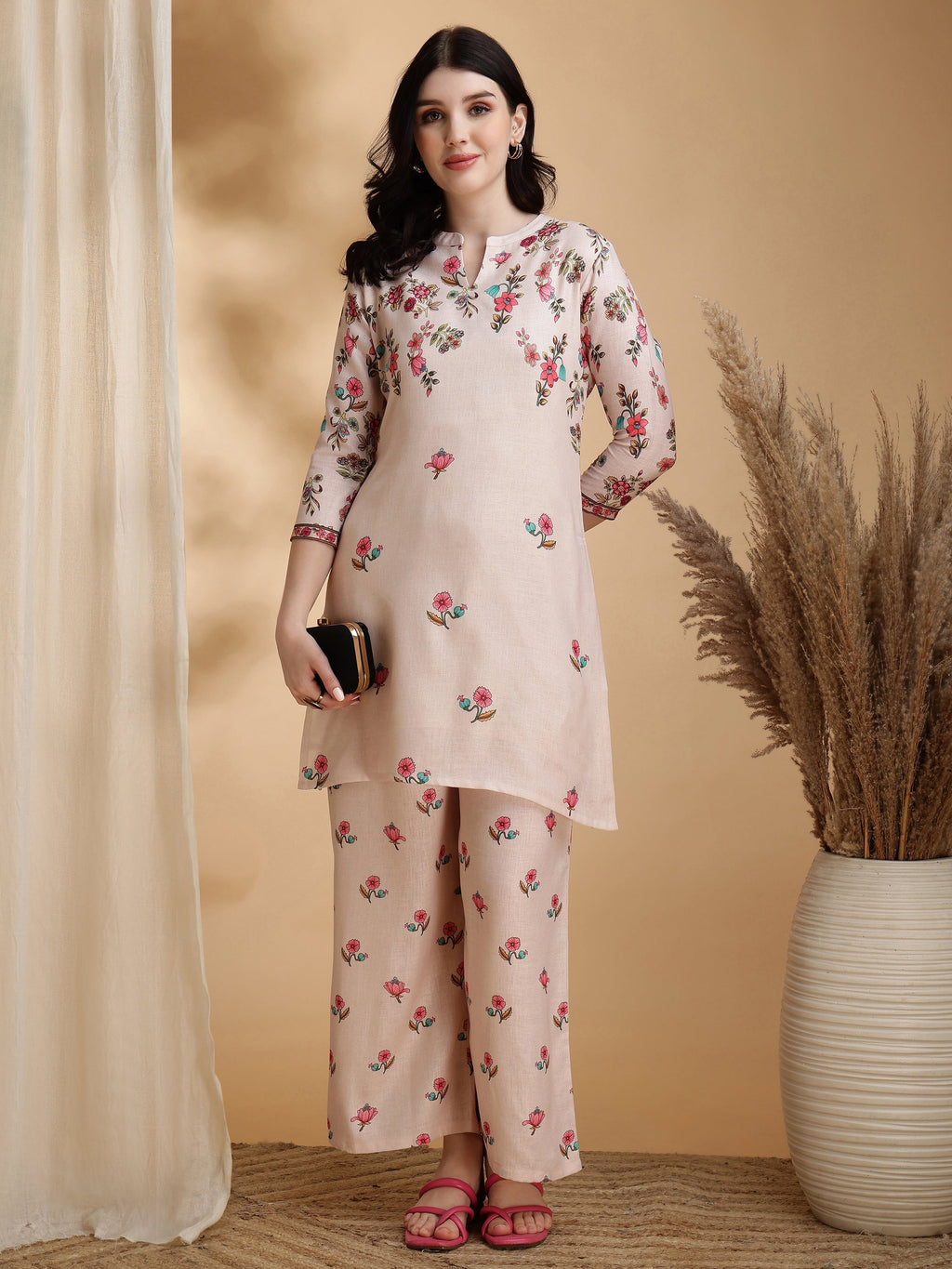 Floral Prints Co-Ords, Beige - Hiral Fashion | Grocsy