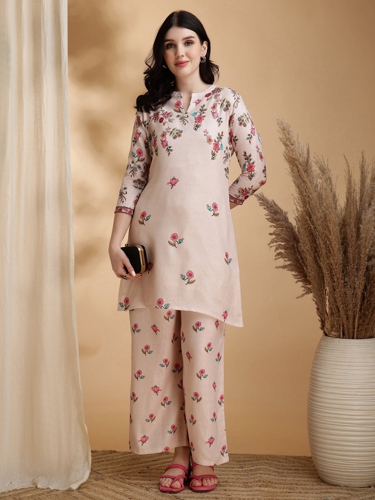 Floral Prints Co-Ords, Beige - Hiral Fashion | Grocsy