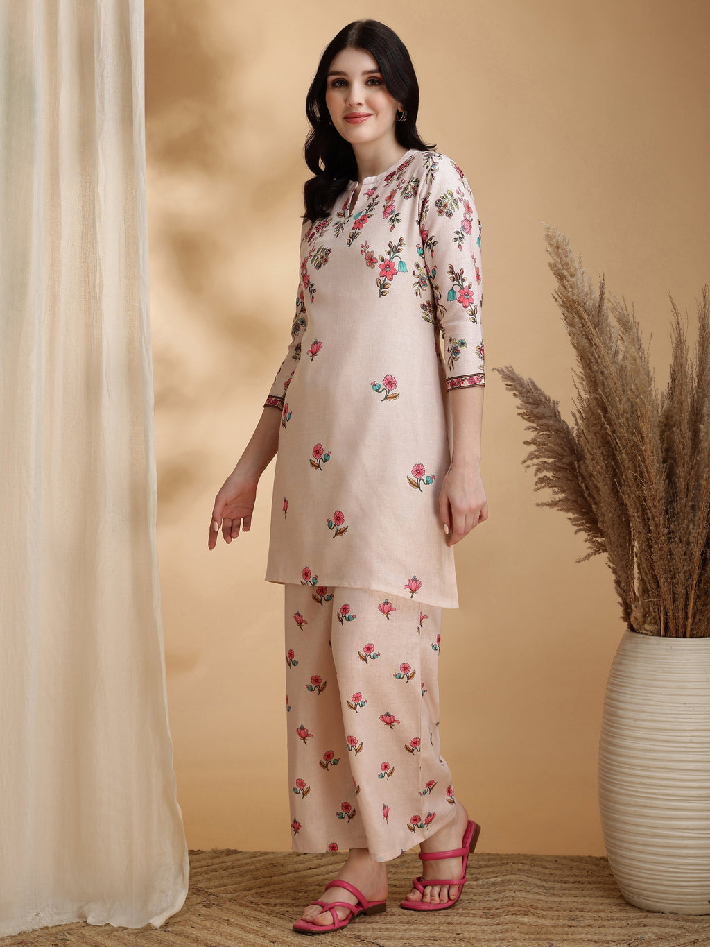 Floral Prints Co-Ords, Beige - Hiral Fashion | Grocsy