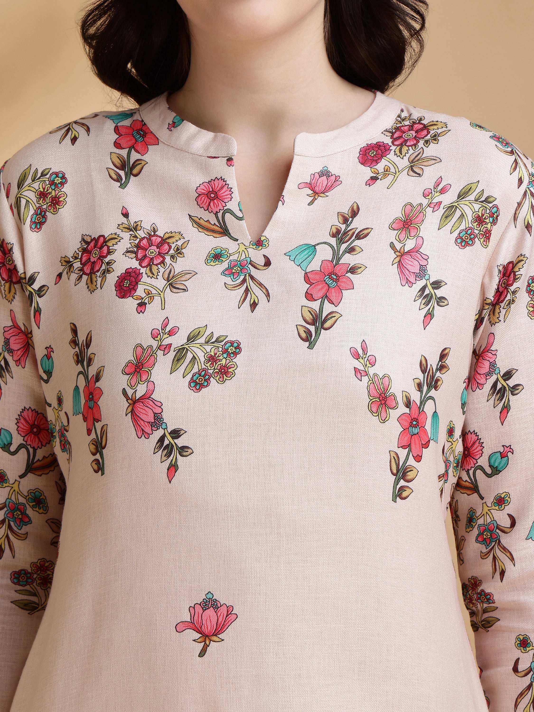 Floral Prints Co-Ords, Beige - Hiral Fashion | Grocsy