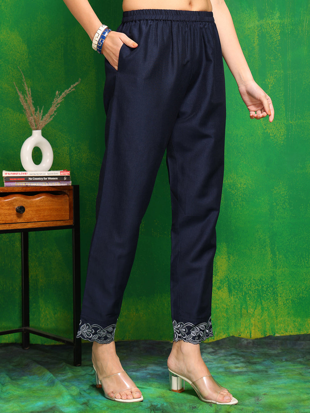 Placement Embroidered Co Ords Set, Navy Blue - Hiral Fashion | Grocsy