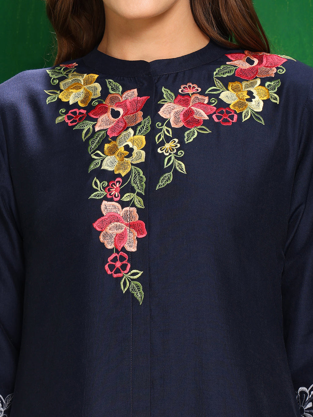 Placement Embroidered Co Ords Set, Navy Blue - Hiral Fashion | Grocsy