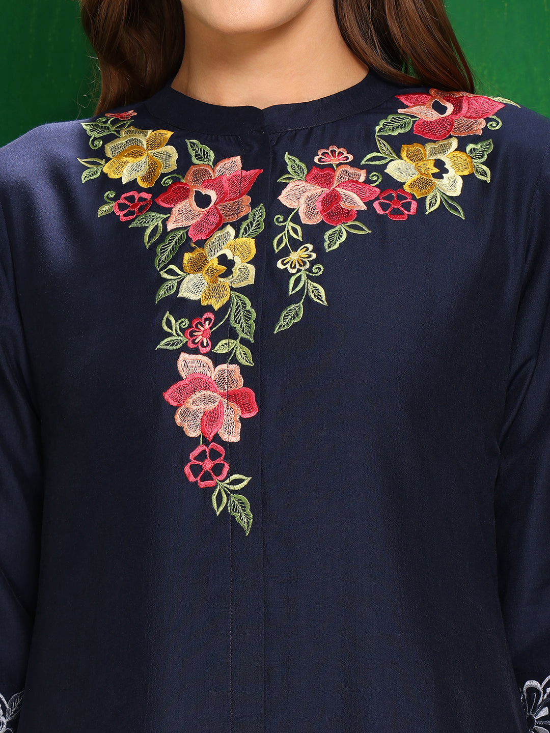 Placement Embroidered Co Ords Set, Navy Blue - Hiral Fashion | Grocsy