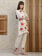 Placement Embroidered Co Ords, Cream - Hiral Fashion | Grocsy
