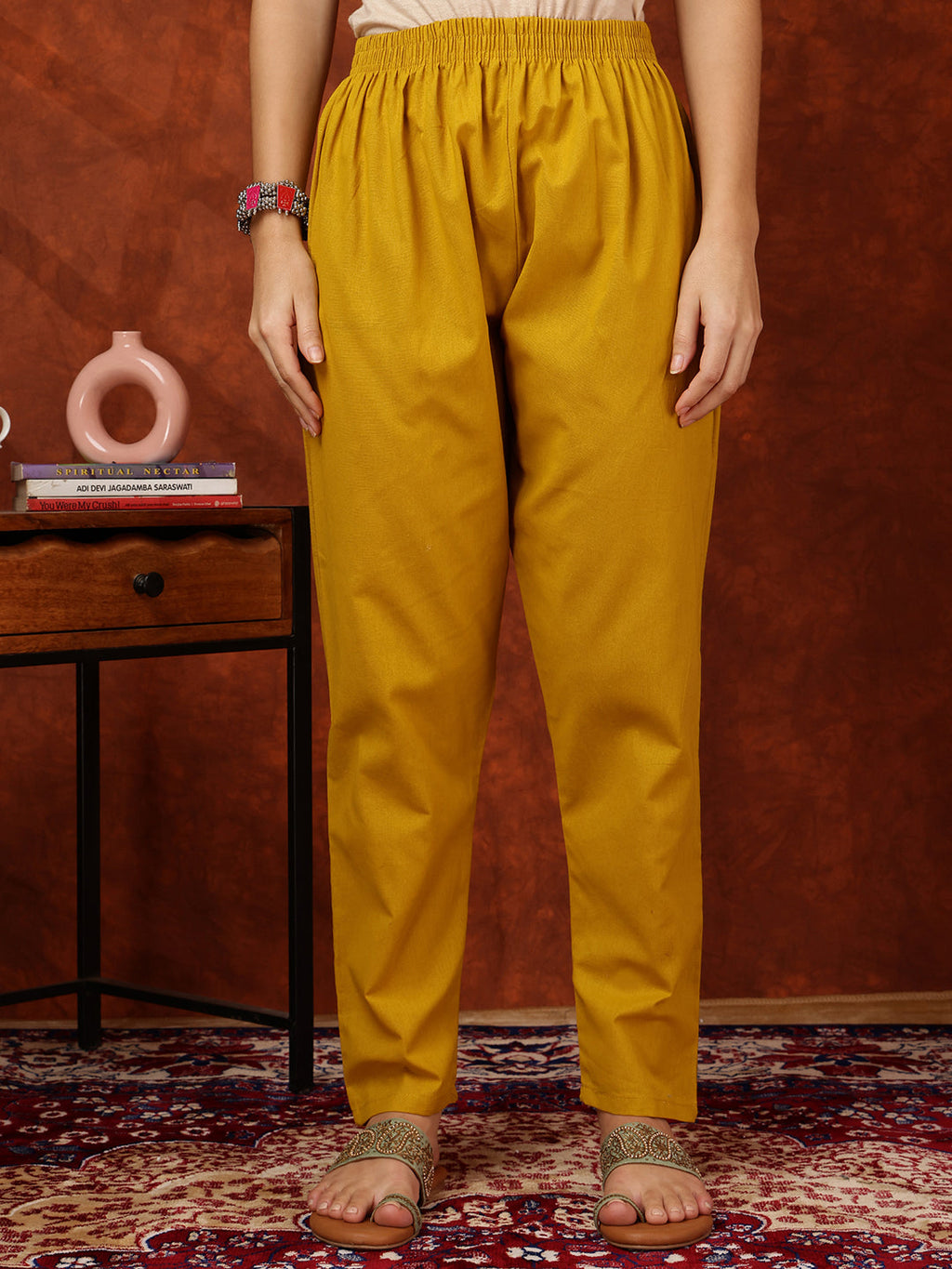 Placement Floral Front Buttoned Kurta With Pant, Mustard - Hiral Fashion | Grocsy