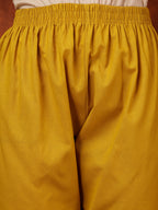 Placement Floral Front Buttoned Kurta With Pant, Mustard - Hiral Fashion | Grocsy