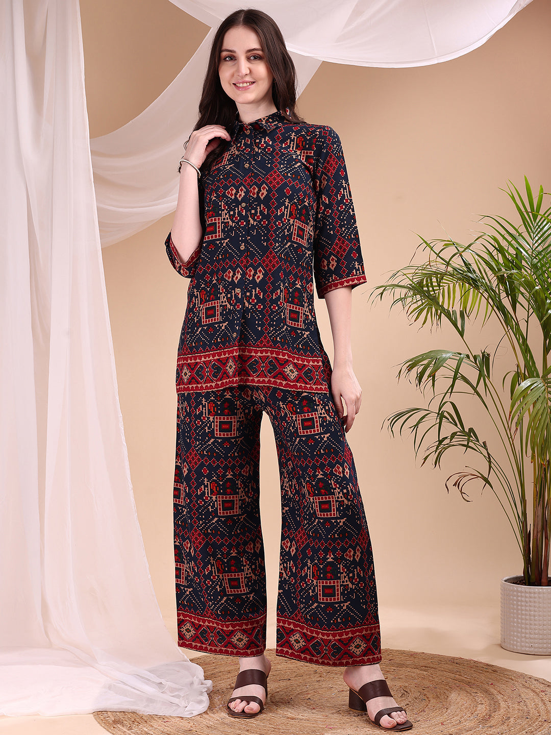 Printed Versatile Co-Ords, Navy Blue - Hiral Fashion | Grocsy