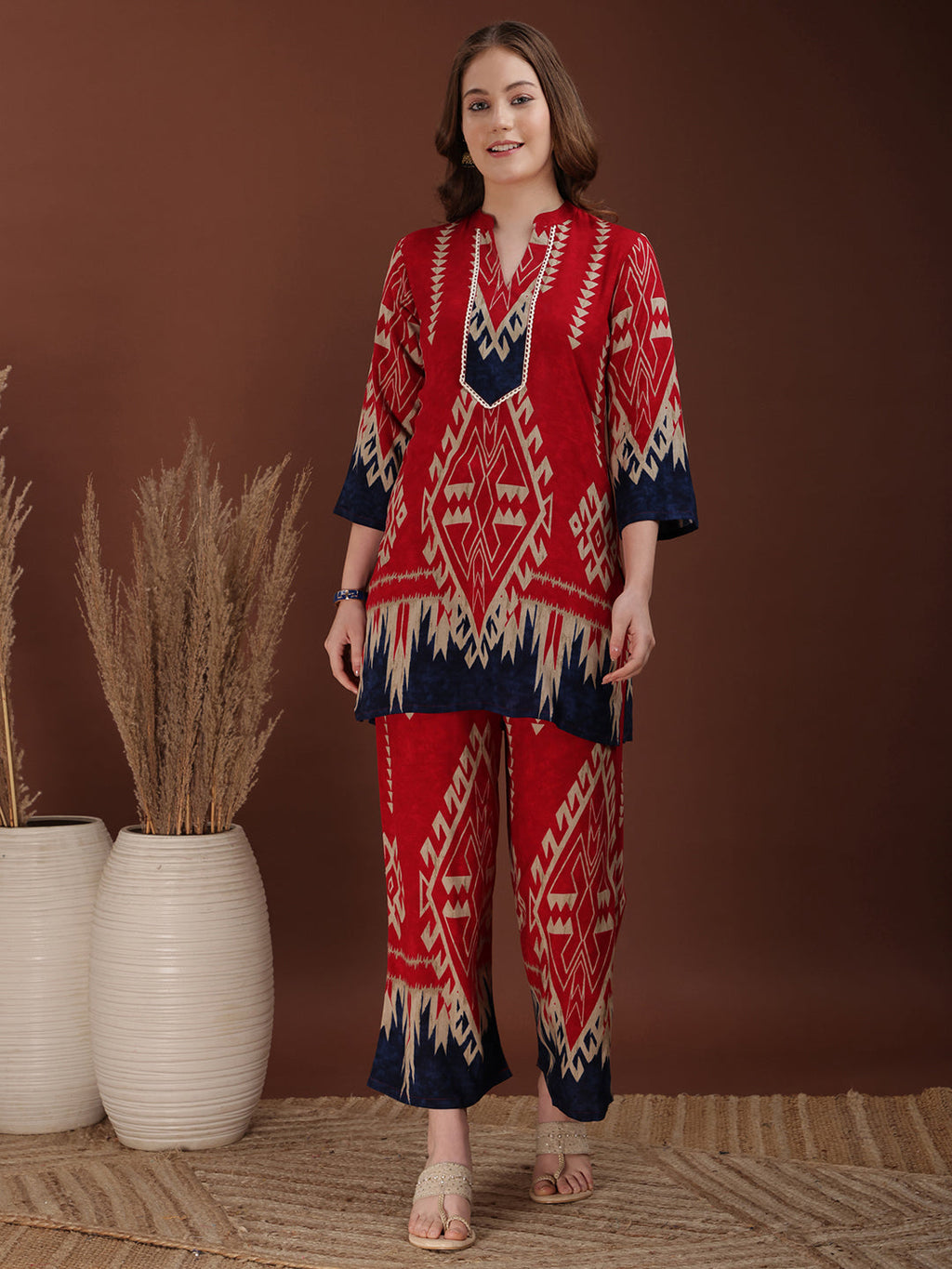 Indie Printed Co-Ords, Pink - Hiral Fashion | Grocsy