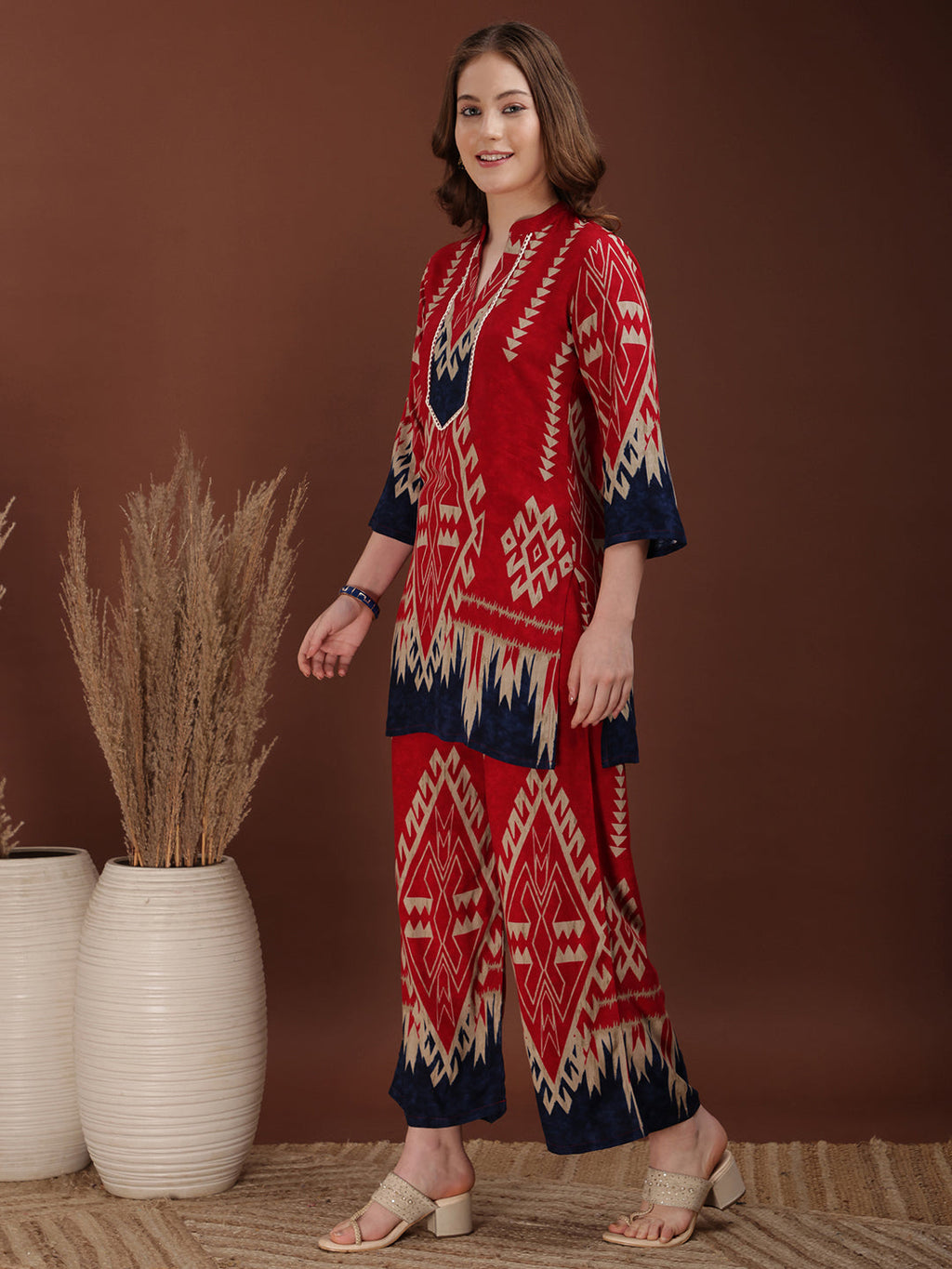 Indie Printed Co-Ords, Pink - Hiral Fashion | Grocsy