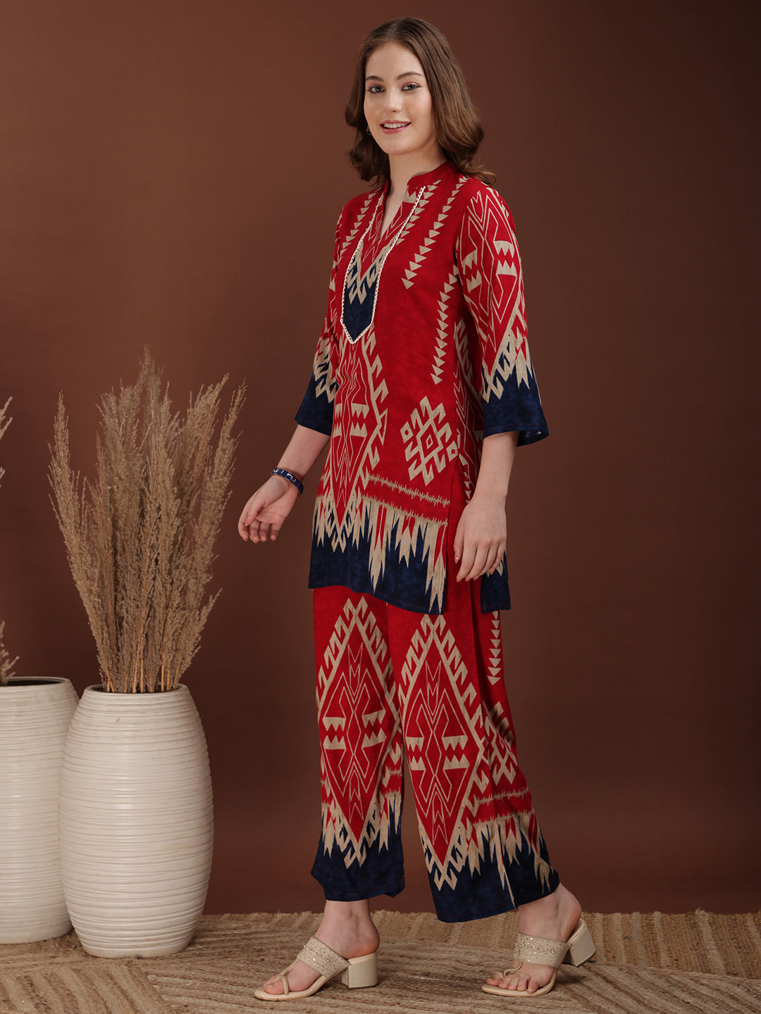 Indie Printed Co-Ords, Pink - Hiral Fashion | Grocsy