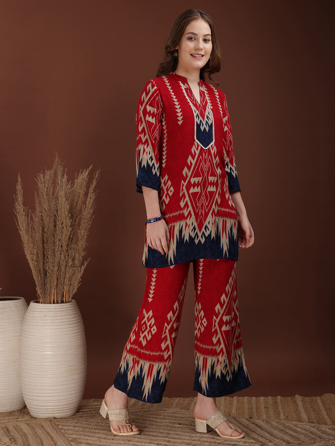 Indie Printed Co-Ords, Pink - Hiral Fashion | Grocsy