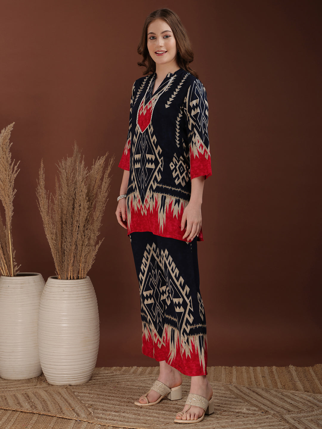 Indie Printed Co-Ords, Navy Blue - Hiral Fashion | Grocsy