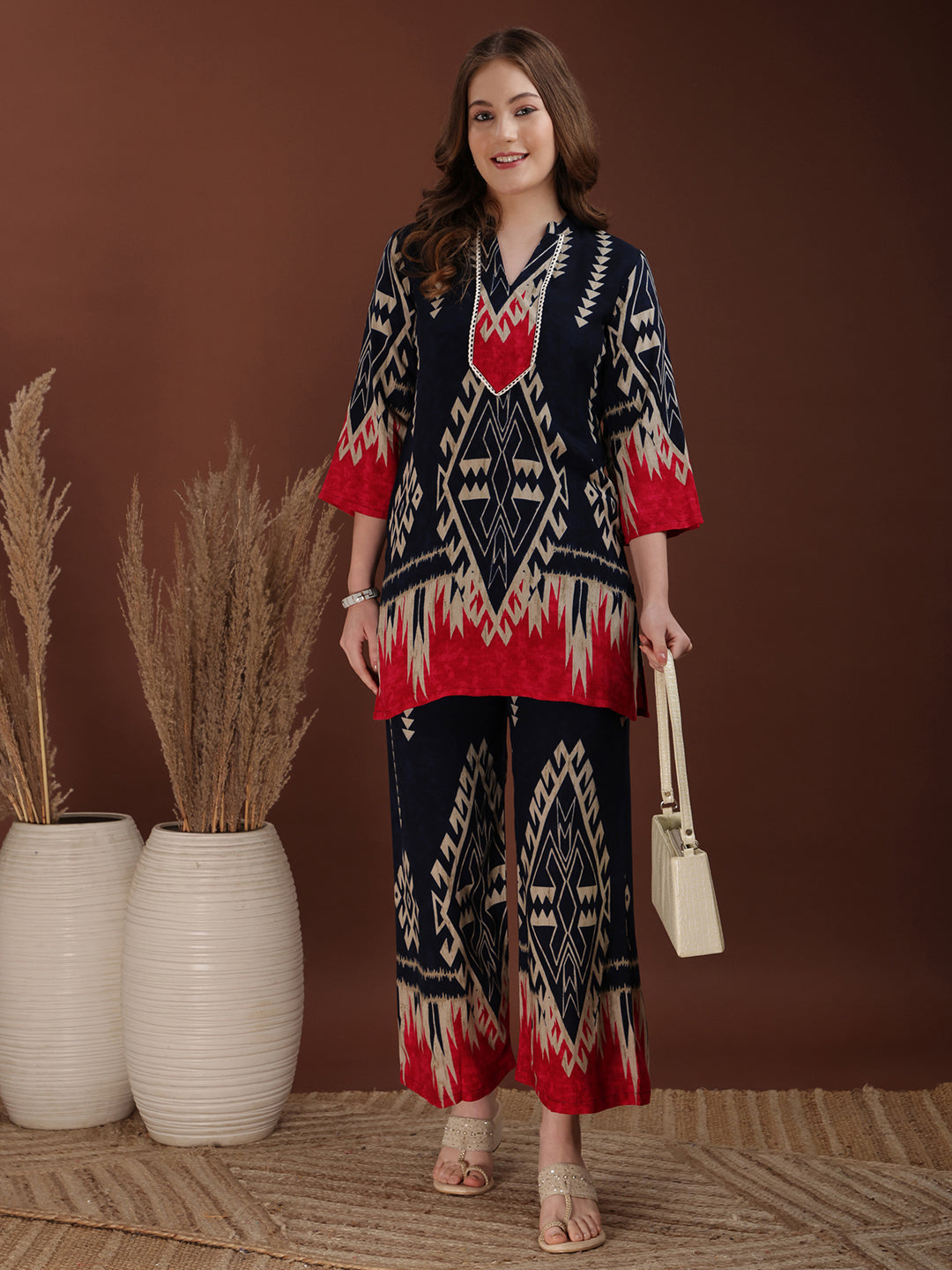 Indie Printed Co-Ords, Navy Blue - Hiral Fashion | Grocsy