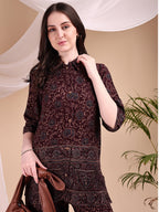 Intricate Floral And Paisley Motifs Co-Ords, Maroon - Hiral Fashion | Grocsy