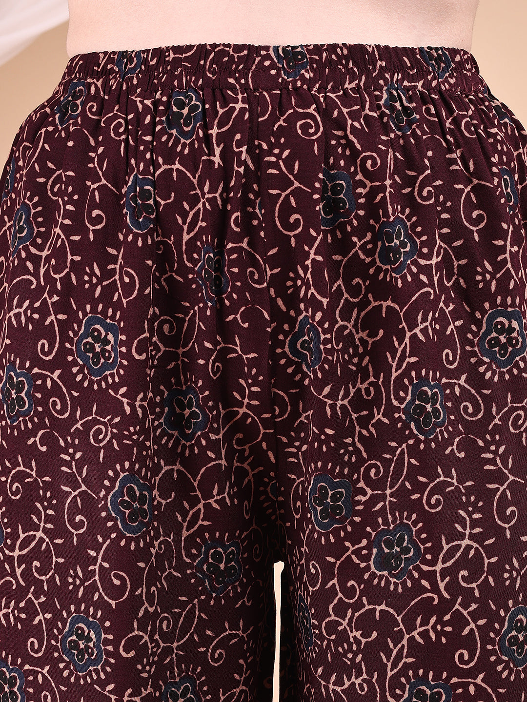 Intricate Floral And Paisley Motifs Co-Ords, Maroon - Hiral Fashion | Grocsy