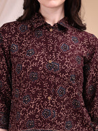 Intricate Floral And Paisley Motifs Co-Ords, Maroon - Hiral Fashion | Grocsy