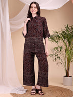 Intricate Floral And Paisley Motifs Co-Ords, Maroon - Hiral Fashion | Grocsy