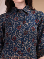 Intricate Floral And Paisley Motifs Co-Ords, Navy Blue - Hiral Fashion | Grocsy