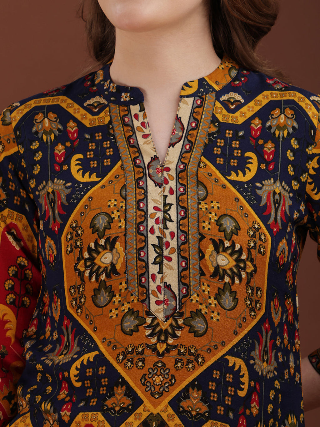 Floral & Geometrical Printed Co-Ords, Mustard - Hiral Fashion | Grocsy