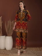 Floral & Geometrical Printed Co-Ords, Mustard - Hiral Fashion | Grocsy