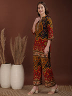 Floral & Geometrical Printed Co-Ords, Mustard - Hiral Fashion | Grocsy