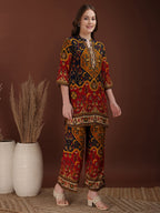 Floral & Geometrical Printed Co-Ords, Mustard - Hiral Fashion | Grocsy