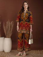 Floral & Geometrical Printed Co-Ords, Mustard - Hiral Fashion | Grocsy