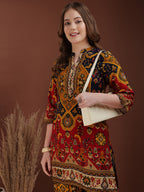 Floral & Geometrical Printed Co-Ords, Mustard - Hiral Fashion | Grocsy