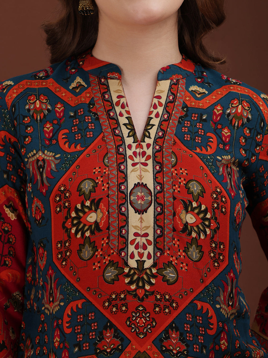 Floral & Geometrical Printed Co-Ords, Red - Hiral Fashion | Grocsy