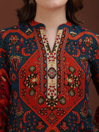 Floral & Geometrical Printed Co-Ords, Red - Hiral Fashion | Grocsy