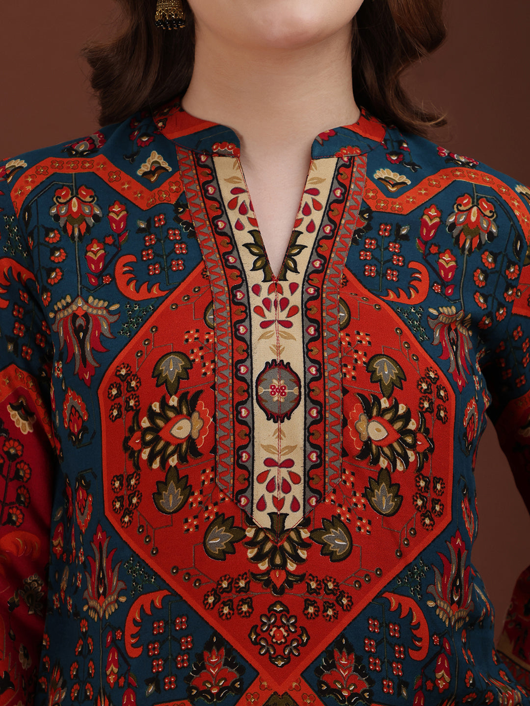 Floral & Geometrical Printed Co-Ords, Red - Hiral Fashion | Grocsy