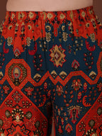Floral & Geometrical Printed Co-Ords, Red - Hiral Fashion | Grocsy