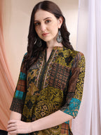 Intricate Floral And Paisley Motifs Co-Ords, Green - Hiral Fashion | Grocsy