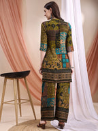 Intricate Floral And Paisley Motifs Co-Ords, Green - Hiral Fashion | Grocsy