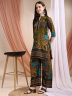 Intricate Floral And Paisley Motifs Co-Ords, Green - Hiral Fashion | Grocsy