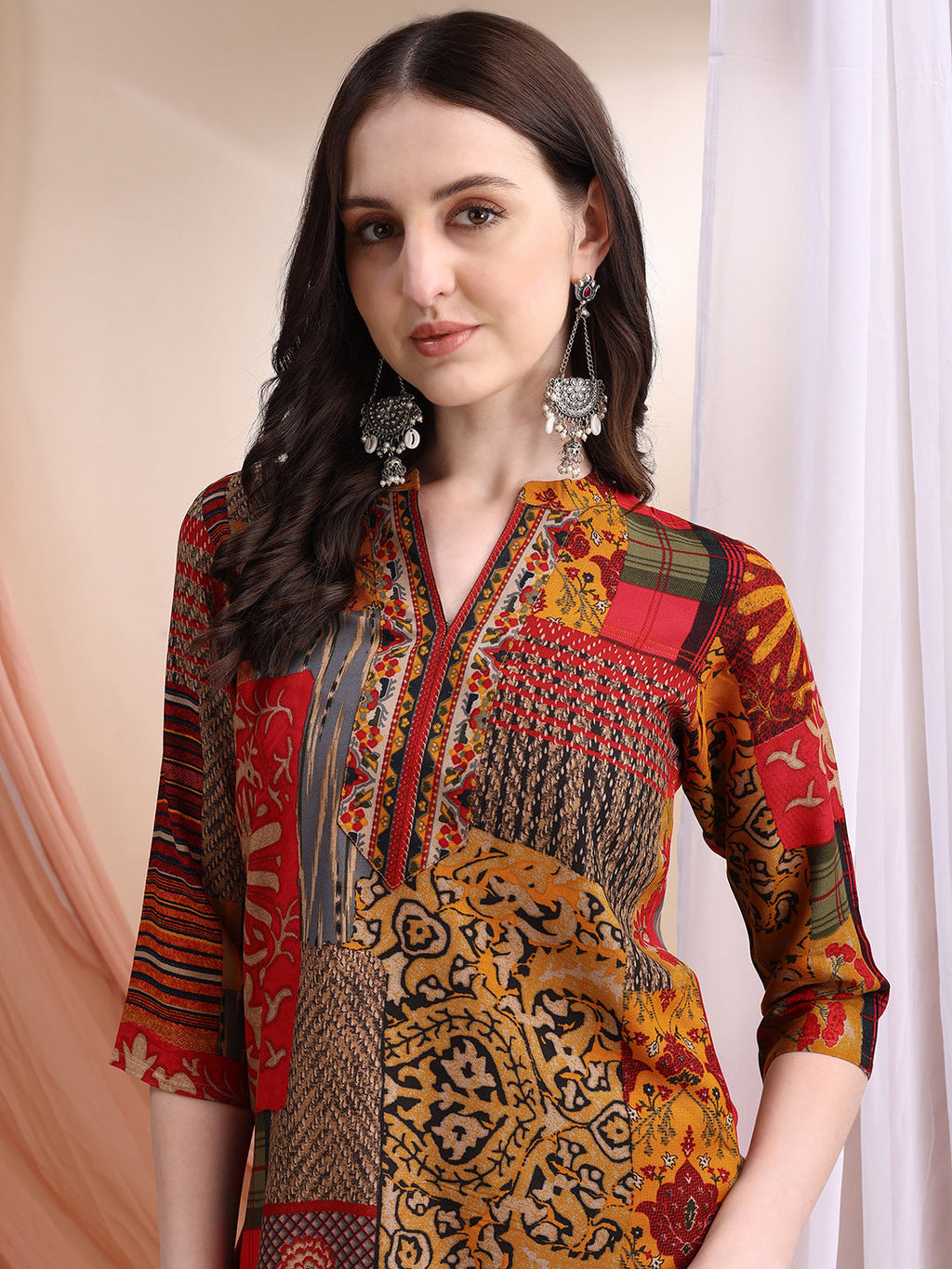 Intricate Floral And Paisley Motifs Co-Ords, Red - Hiral Fashion | Grocsy