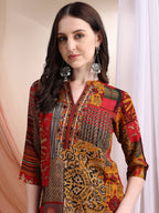 Intricate Floral And Paisley Motifs Co-Ords, Red - Hiral Fashion | Grocsy