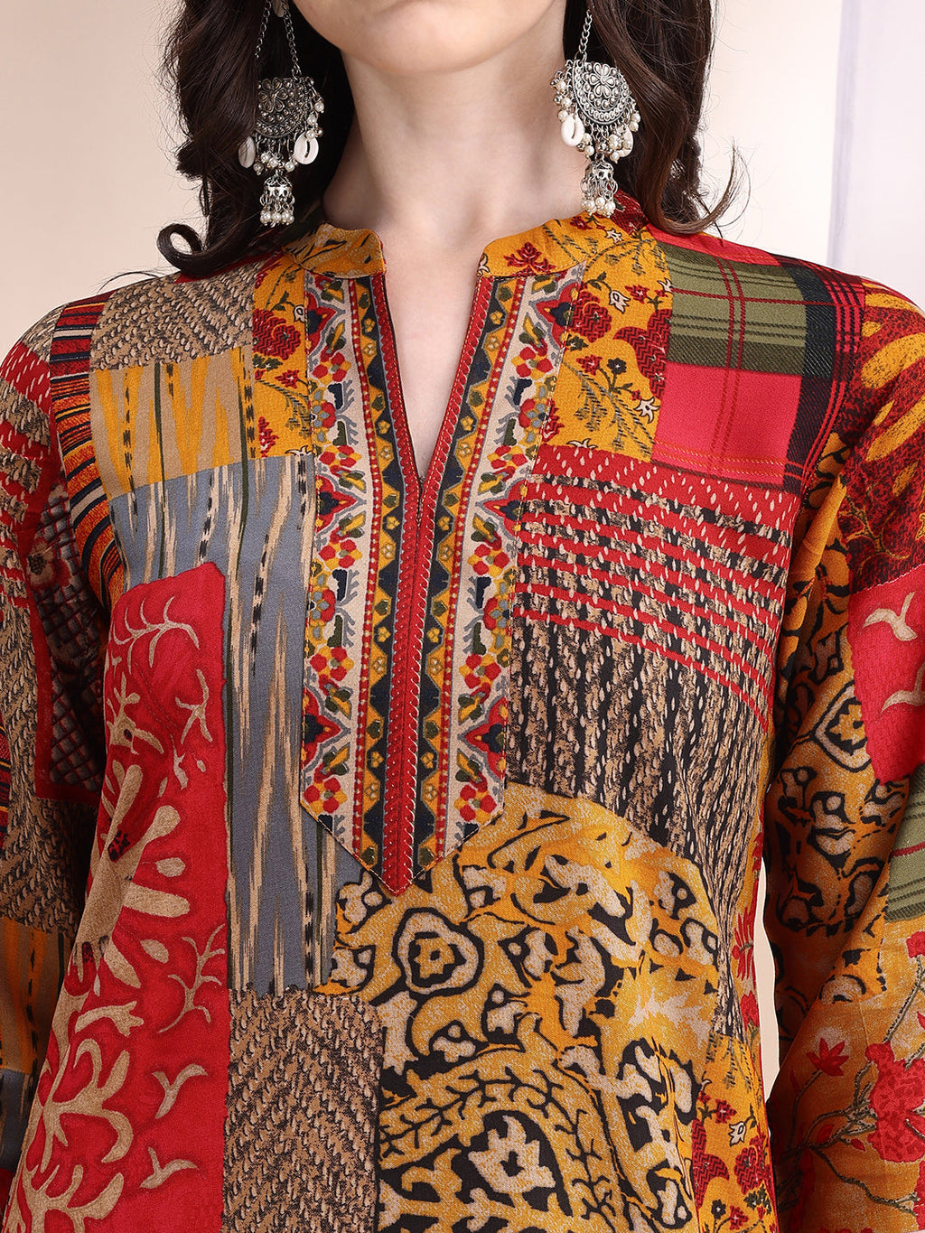 Intricate Floral And Paisley Motifs Co-Ords, Red - Hiral Fashion | Grocsy