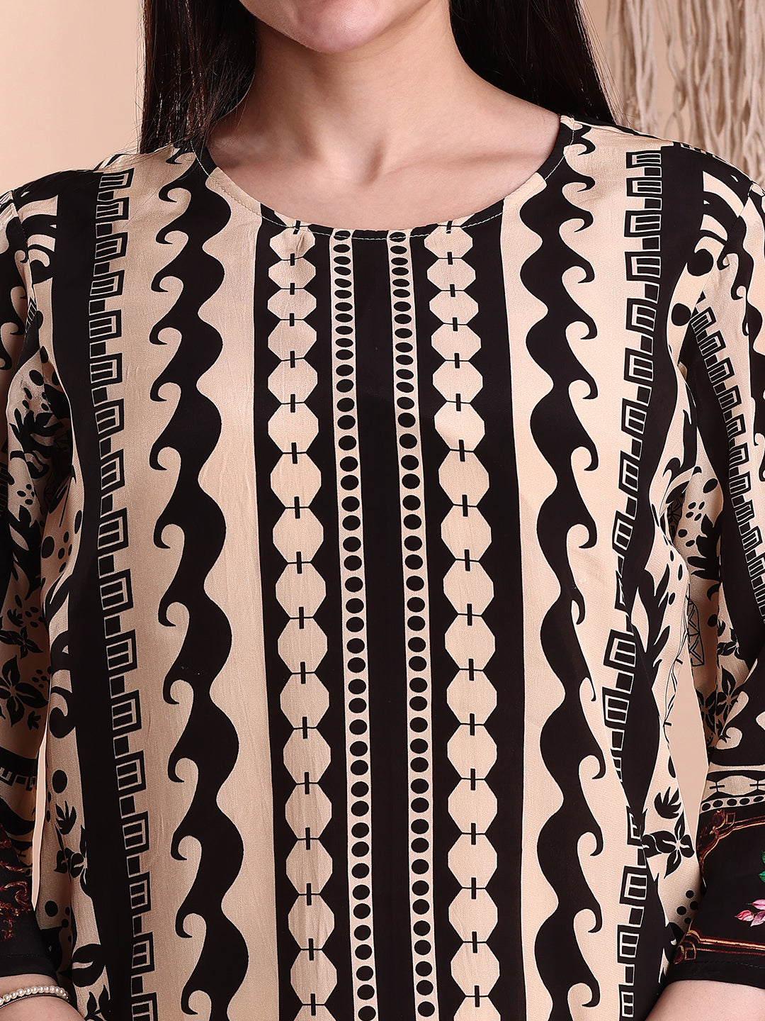 Floral & Geometric Printed Co-Ords, Black - Hiral Fashion | Grocsy