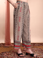Floral & Geometric Printed Co-Ords, Brown - Hiral Fashion | Grocsy