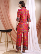 Vibrant Ethnic Co-Ord Set, Pink - Hiral Fashion | Grocsy