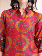 Vibrant Ethnic Co-Ord Set, Pink - Hiral Fashion | Grocsy