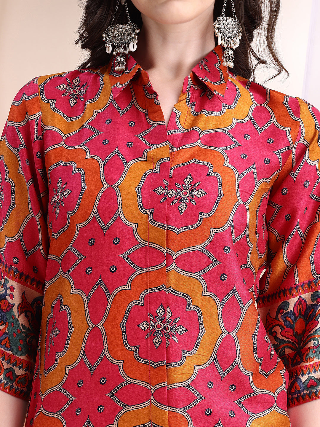 Vibrant Ethnic Co-Ord Set, Pink - Hiral Fashion | Grocsy