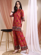 Vibrant Ethnic Co-Ord Set, Pink - Hiral Fashion | Grocsy