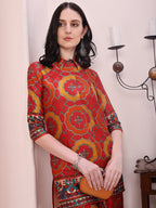 Vibrant Ethnic Co-Ord Set, Red - Hiral Fashion | Grocsy